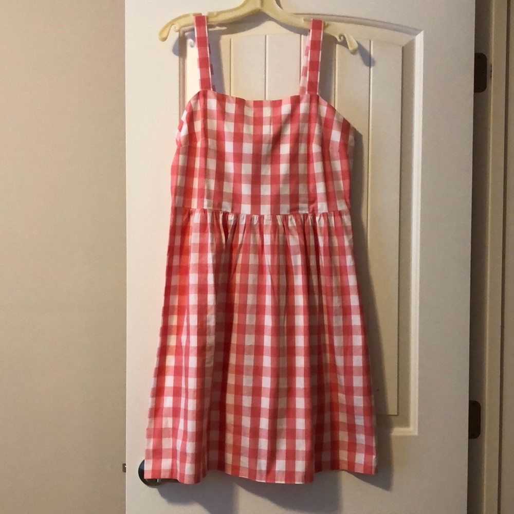 J. by J. Crew Coral and White Gingham Dress